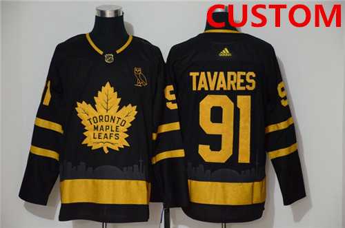 Men%27s Toronto Maple Leafs Custom Black Golden City Edition Stitched NHL Jersey->customized nhl jersey->Custom Jersey